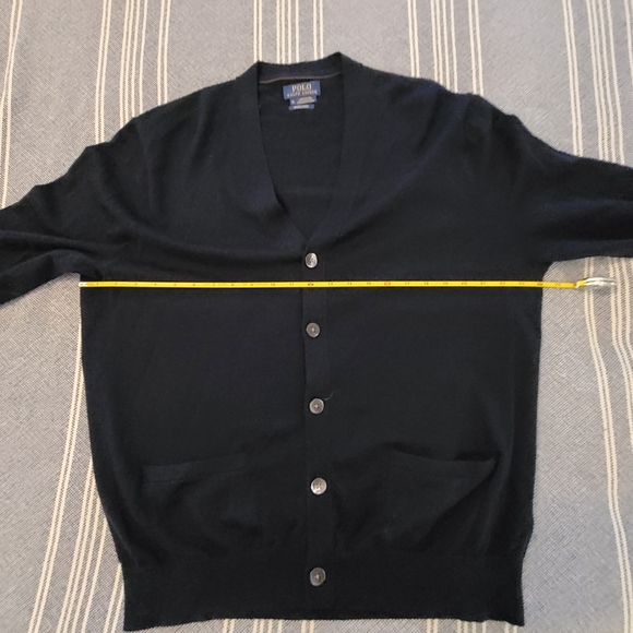 Polo elbow patches merino wool cardigan sweater XL - Picture 4 of 4